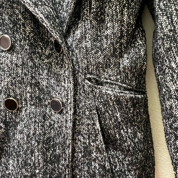 Express Women's Black and White Tweed Jacket Pea Coat - Picture 4 of 6